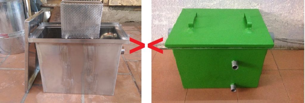 So sánh giá thành bể tách mỡ inox và bể tách mỡ compostie