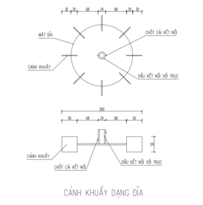 bản vẽ cánh khuấy dạng đĩa bằng file auctocad