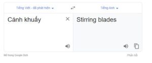 Từ cánh khuấy được dịch ra tiếng anh bằng google dịch