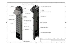 bản vẽ máy tách rác lược cào khá phức tạp