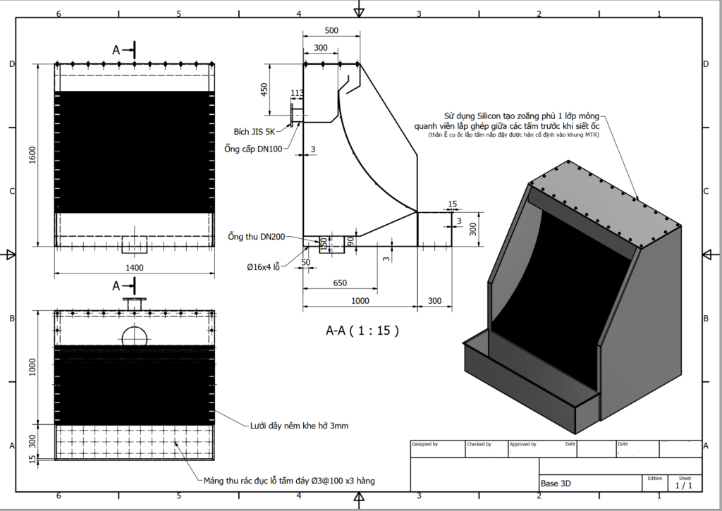 Chia Sẻ Bản Vẽ Máy Tách Rác Tĩnh 2D 3D Công Suất 60 M3 /H - File Pdf