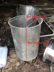 cách tính giá thành giỏ rác inox hình trụ tròn