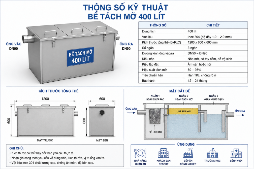 Bể tách mỡ 400 lít - Bách Hóa Môi Trường 4 be tach mo 400 lit111