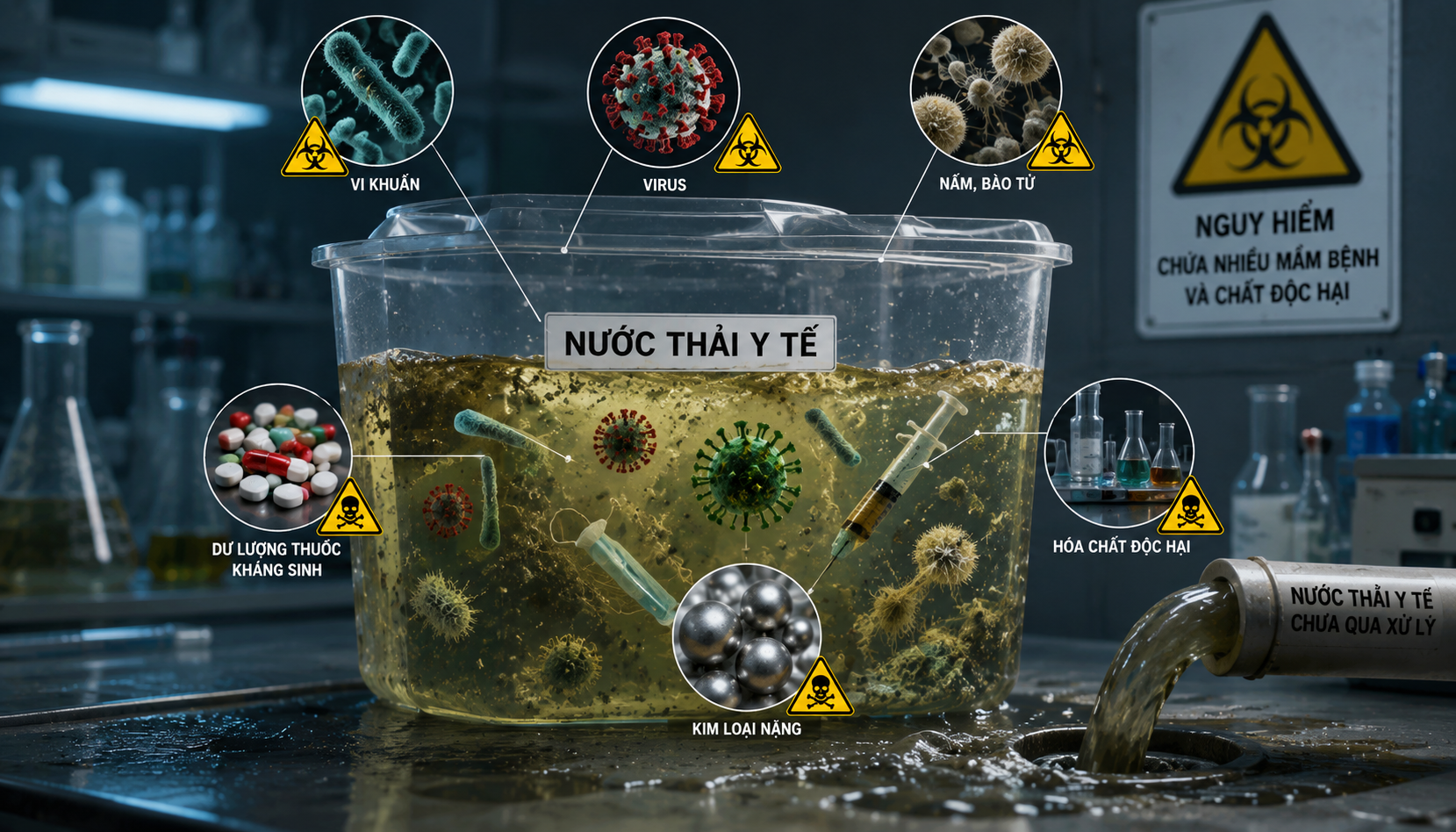 Vì sao nước thải y tế nguy hiểm? Những mối đe dọa tiềm ẩn với môi trường và sức khỏe cộng đồng
