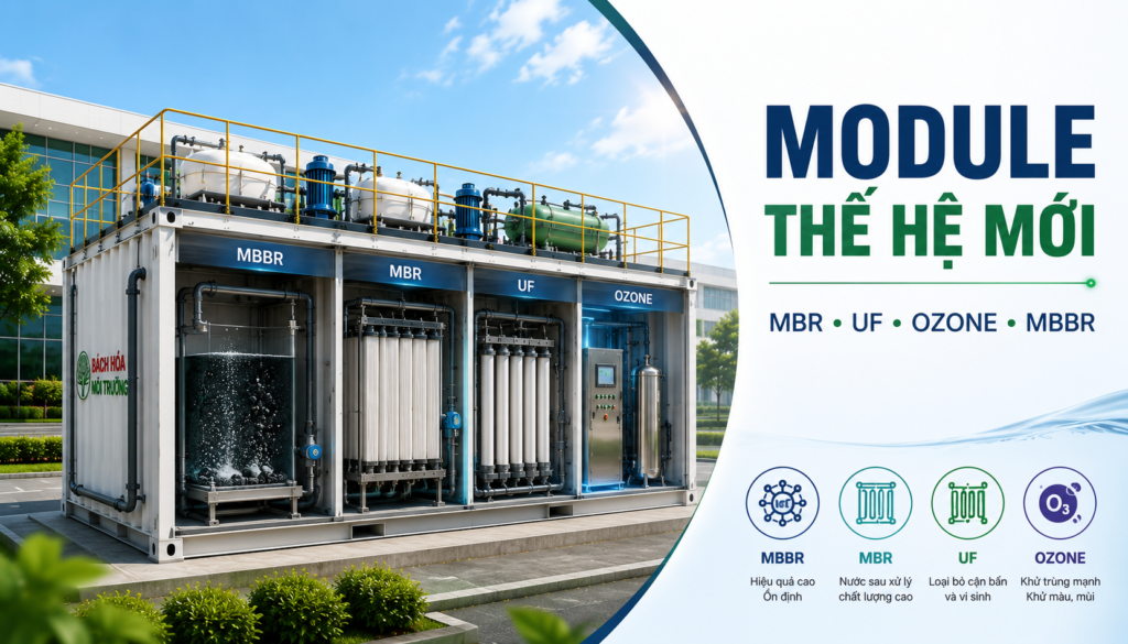 Công nghệ MBR UF Ozone trong module xử lý nước thải